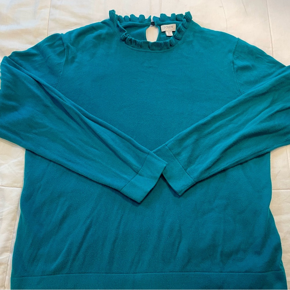 J. Crew Factory Women's Cotton Ruffle Neck Sweater (XL) - Picture 4 of 7